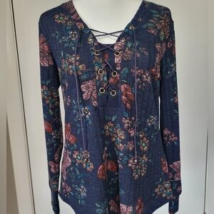 Vintage America navy boho top, Size M